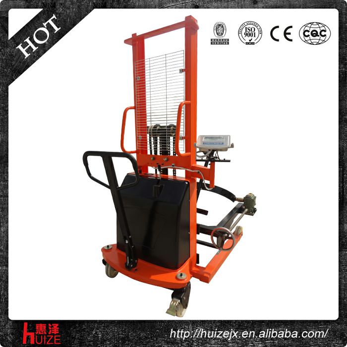 半電動(dòng)稱重油桶車（夾鐵桶，手搖翻轉(zhuǎn)倒料）